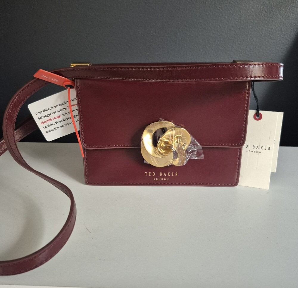 Ted Baker Burgundy Leather Crossbody Bag